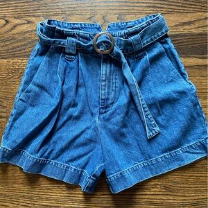 Belted Denim Shorts